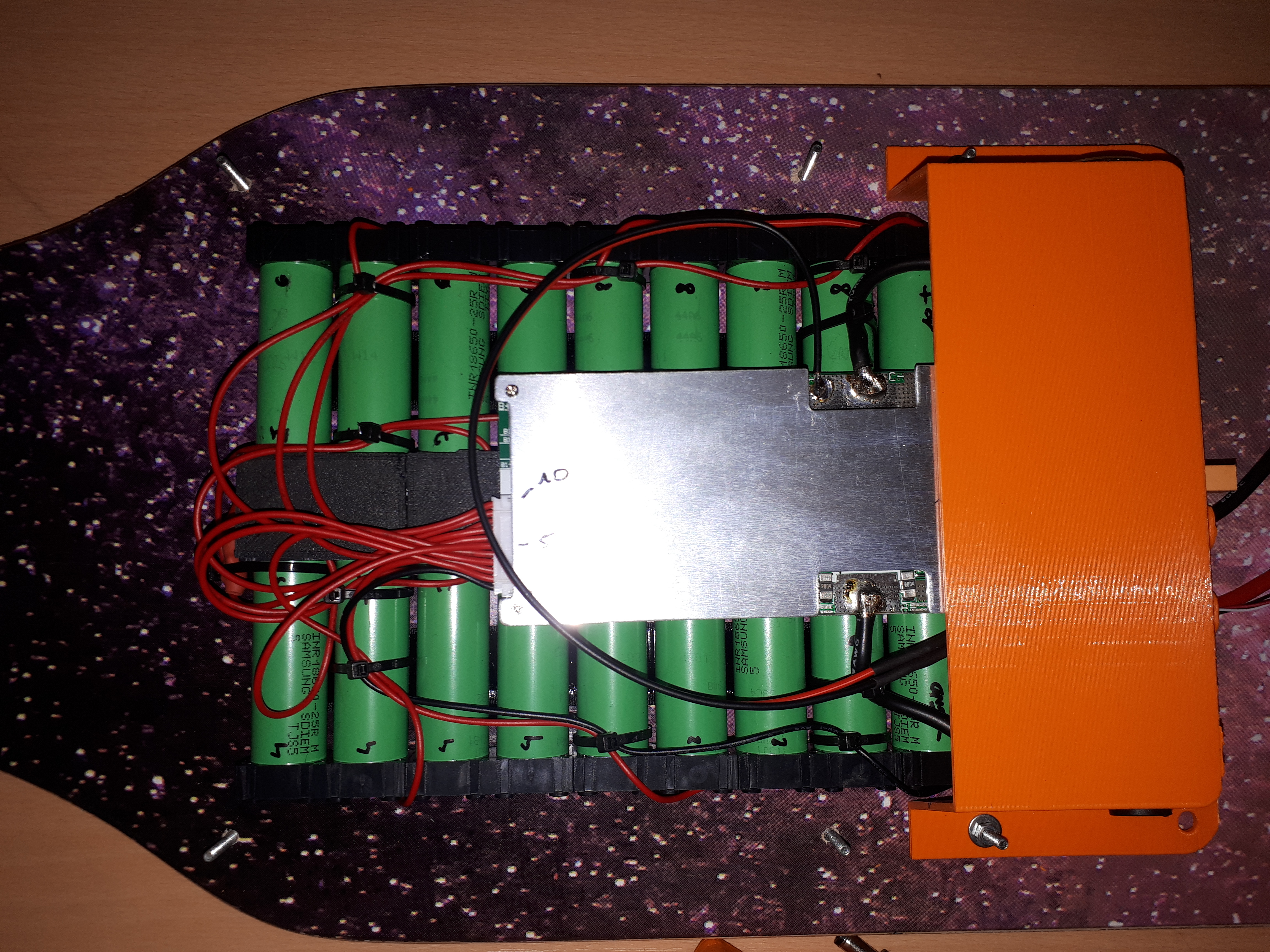 Battery pack with 10S2P 18650 cells and BMS