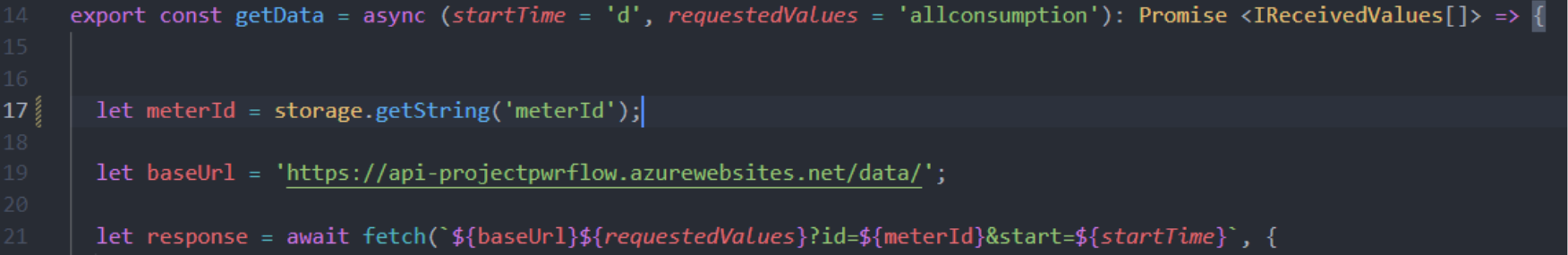 App code fetching usage data from the API