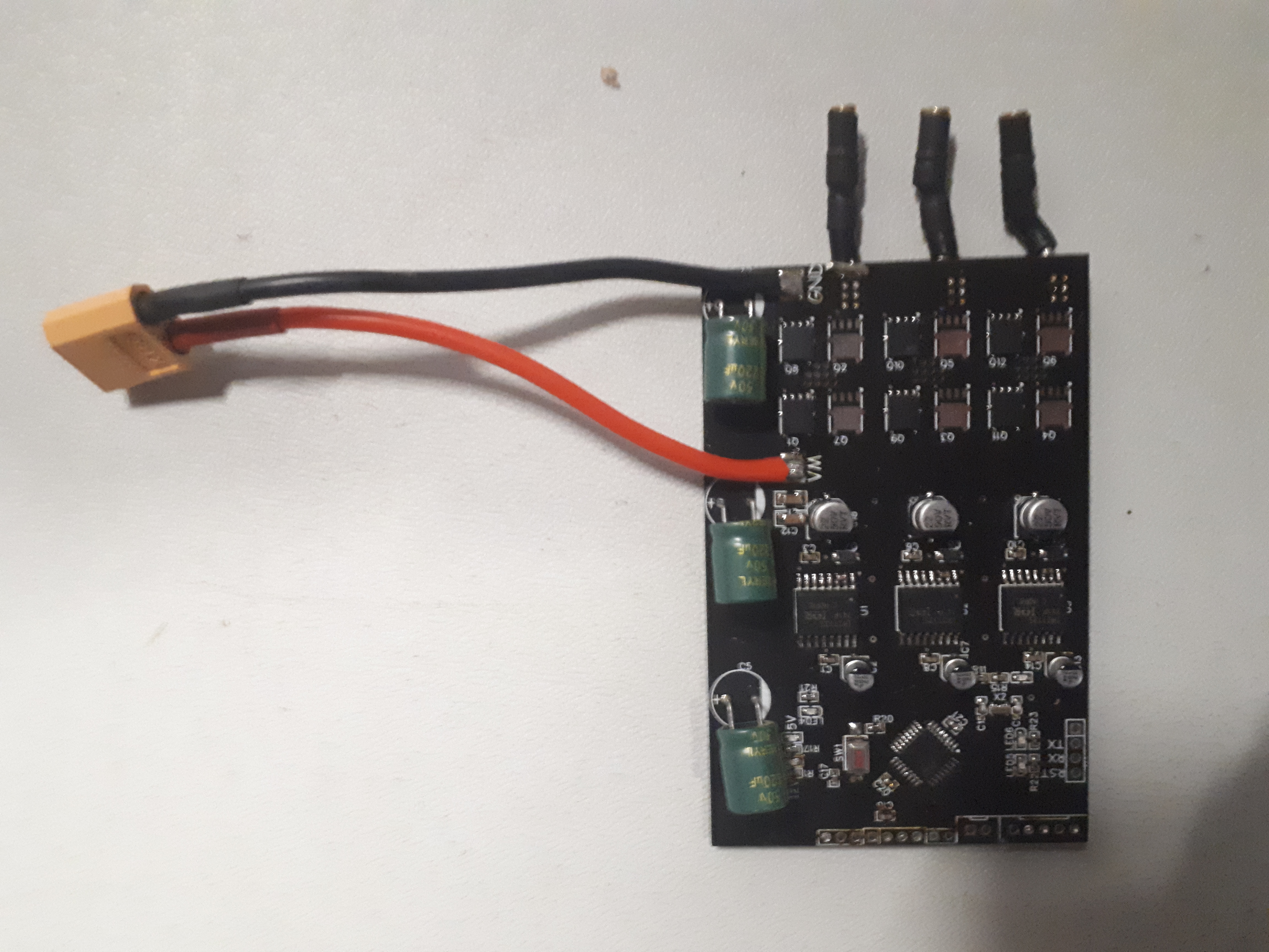 Custom-built ESC board with mosfet bridge and drivers