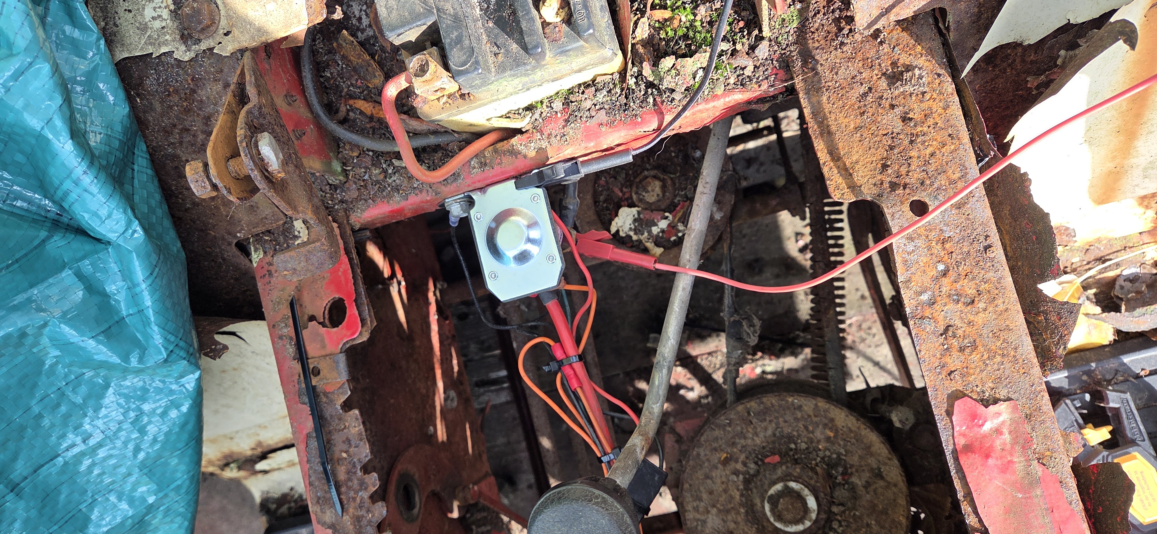 The new started solenoid bolted on
