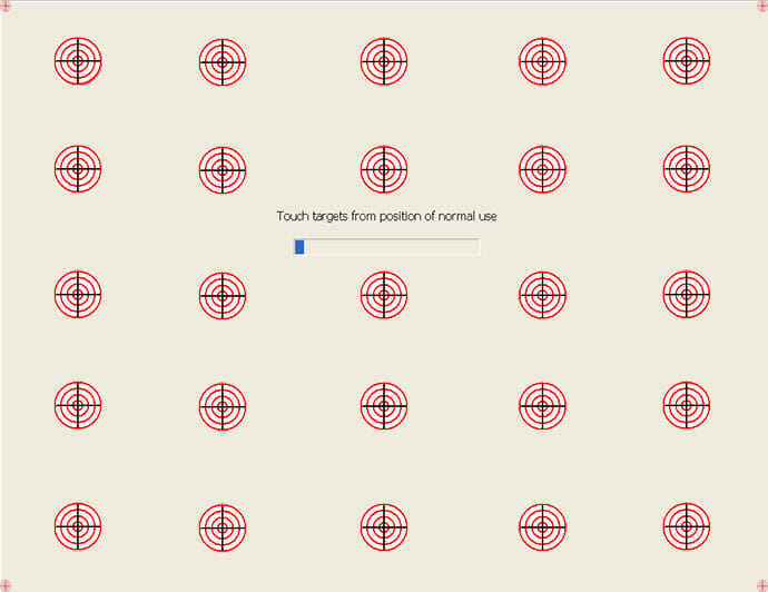 Touch zones indicating where the user should push. The received location than be used to calculate the offset